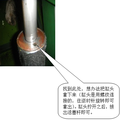 取出活塞杆方法。(如下图所示)